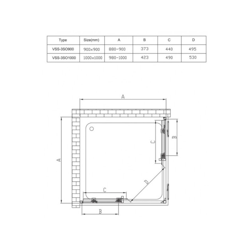 Душевой уголок Vincea Soft 90x90 VSS-3SO900CLB параметры