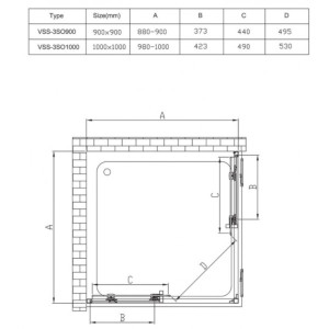 Душевой уголок Vincea Soft 90x90 VSS-3SO900CLB параметры