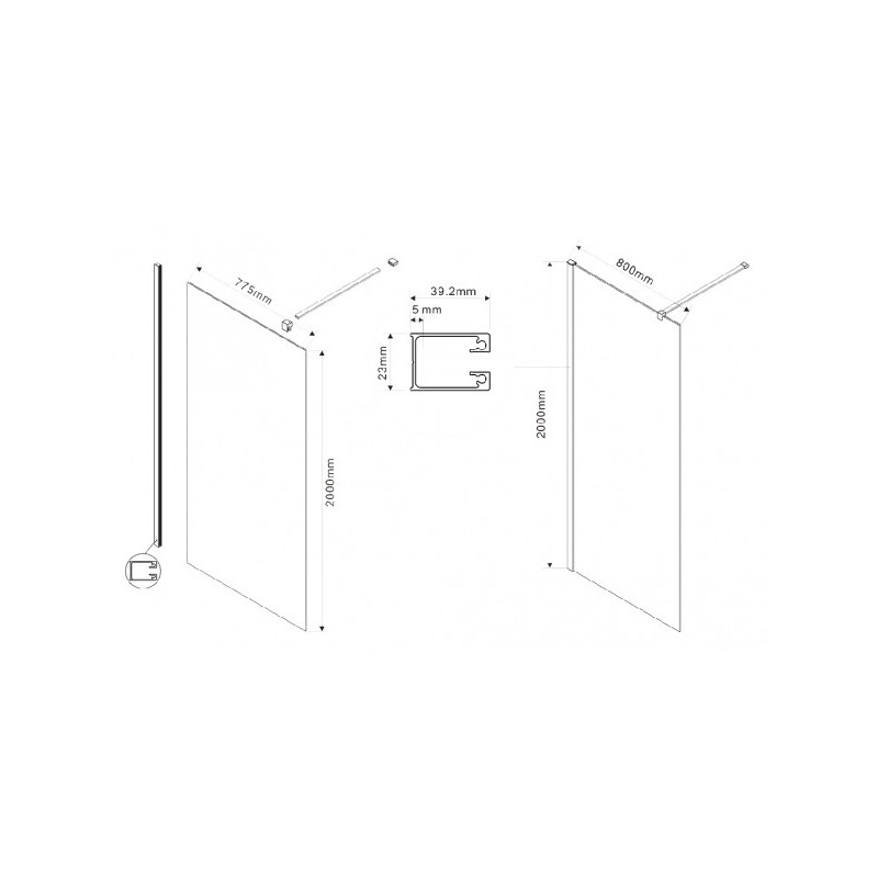 Душевая стенка Vincea Walk-In VSW-1H800CGB параметры