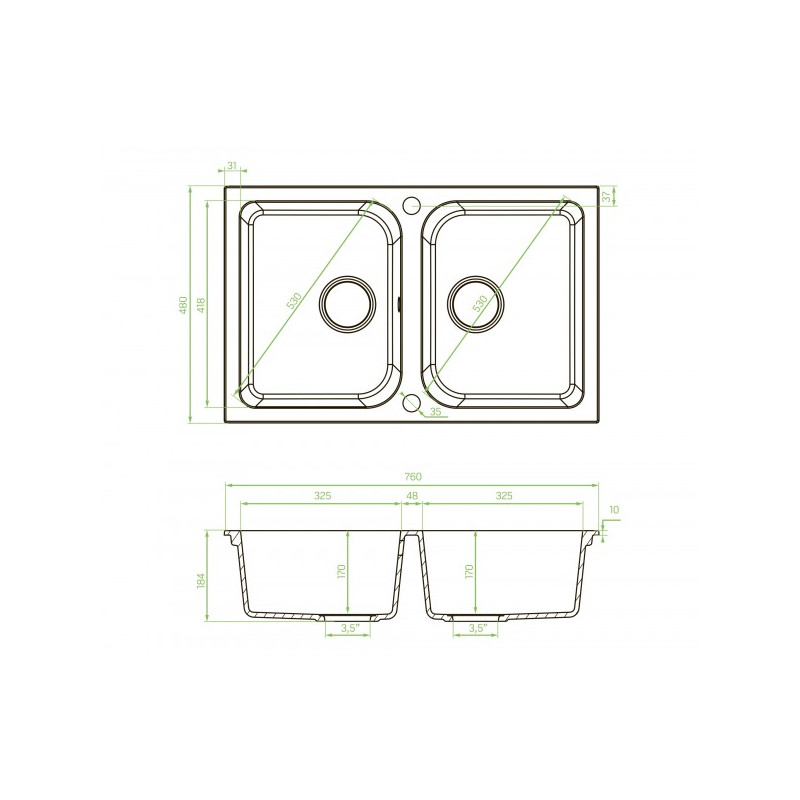 Кухонная мойка Laveo Celia SBC 520T серый схема