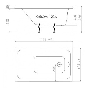 Ванна акриловая Triton Ультра 120x70 параметры