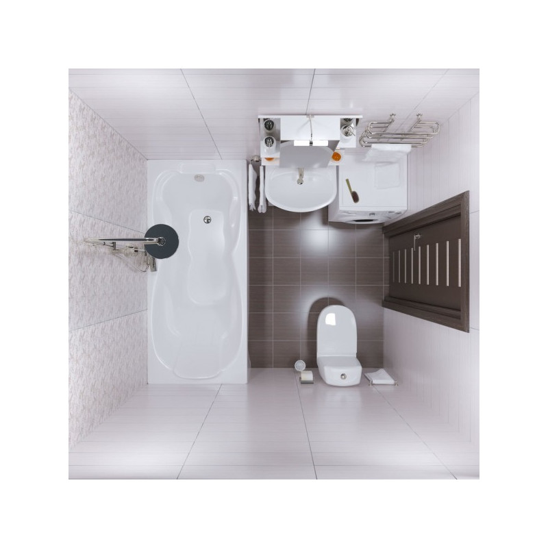 Ванна акриловая Triton Цезарь 180x80 (с каркасом, сифоном, экраном) вид сверху