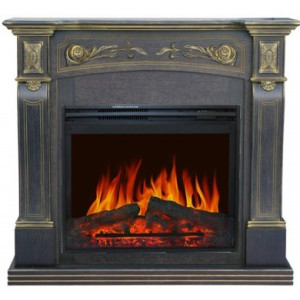 Портал Smolcom Turin MB/JUP/SYM26 темный орех/патина золото с камином