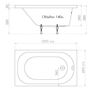Ванна акриловая Triton Стандарт 130x70 параметры