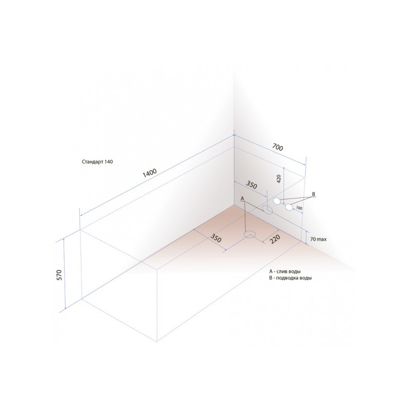Ванна акриловая Triton Стандарт 140x70 подключение