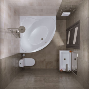 Ванна акриловая Triton Грация 140x140 (с каркасом, сифоном, экраном) вид сверху