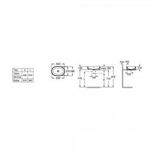 Умывальник Roca The Gap Square 55x39 схема