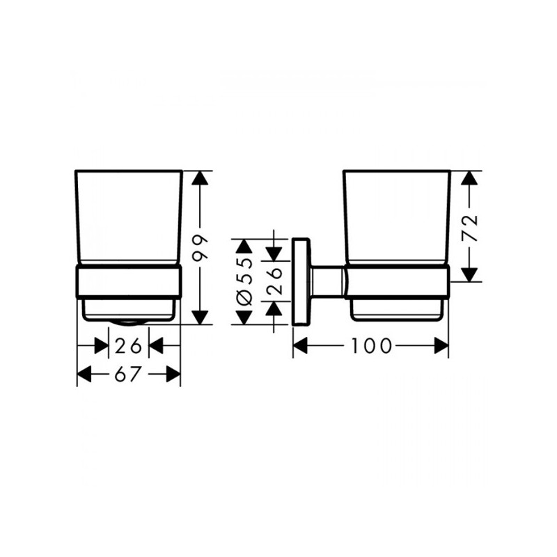 Стакан для зубной щетки и пасты Hansgrohe Logis размеры