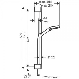 Душевой гарнитур Hansgrohe Vernis Blend 26275000 размеры