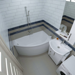 Ванна акриловая Triton Бэлла 140x75 L (с каркасом, сифоном, экраном) вид сбоку