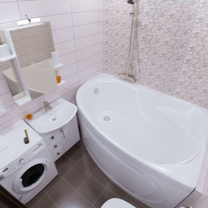 Ванна акриловая Triton Изабель 170x100 L (с каркасом, сифоном, экраном) в интерьере