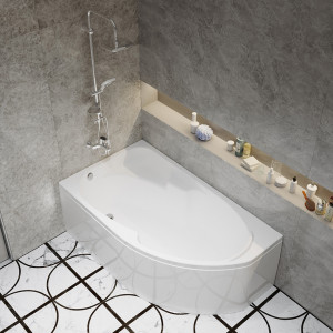 Ванна акриловая Triton София 170x95 L (с каркасом, сифоном, экраном) в интерьере