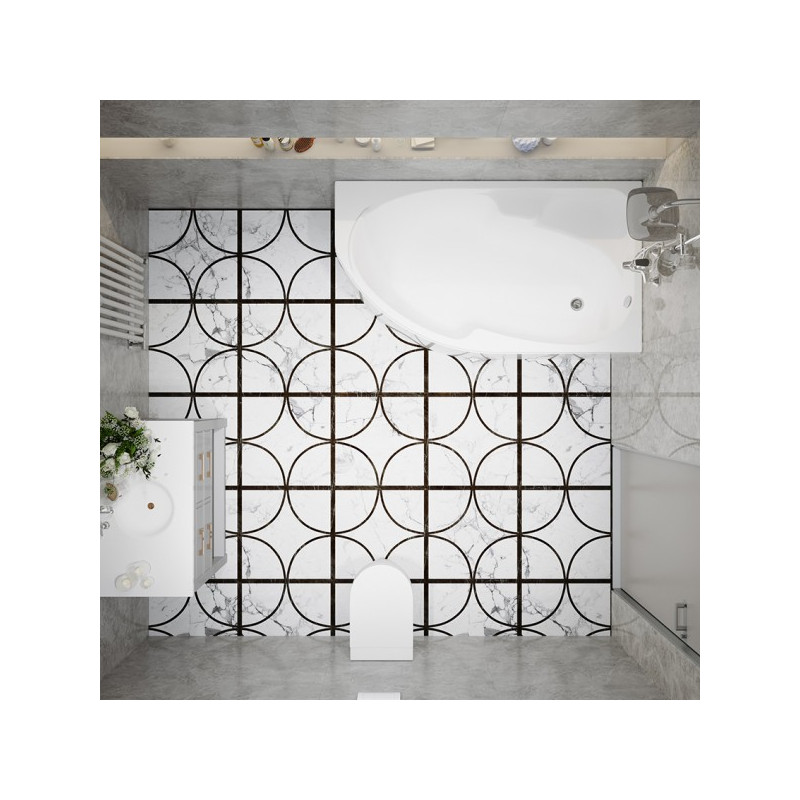 Ванна акриловая Triton София 170x95 R (с каркасом, сифоном, экраном) вид сверху