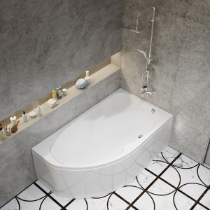 Ванна акриловая Triton София 170x95 R (с каркасом, сифоном, экраном) в интерьере