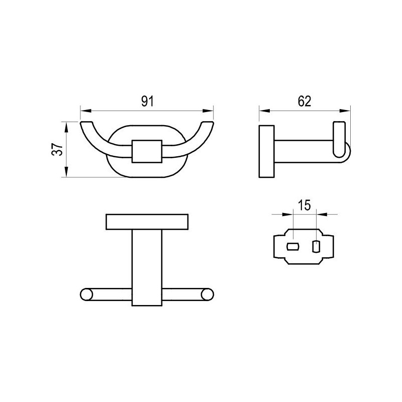 Крючок для ванной Ravak Chrome CR 100.00 схема
