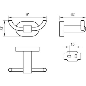 Крючок для ванной Ravak Chrome CR 100.00 схема