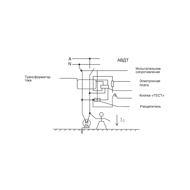 Дифференциальный автомат DEKraft ДИФ-103 16057DEK схема