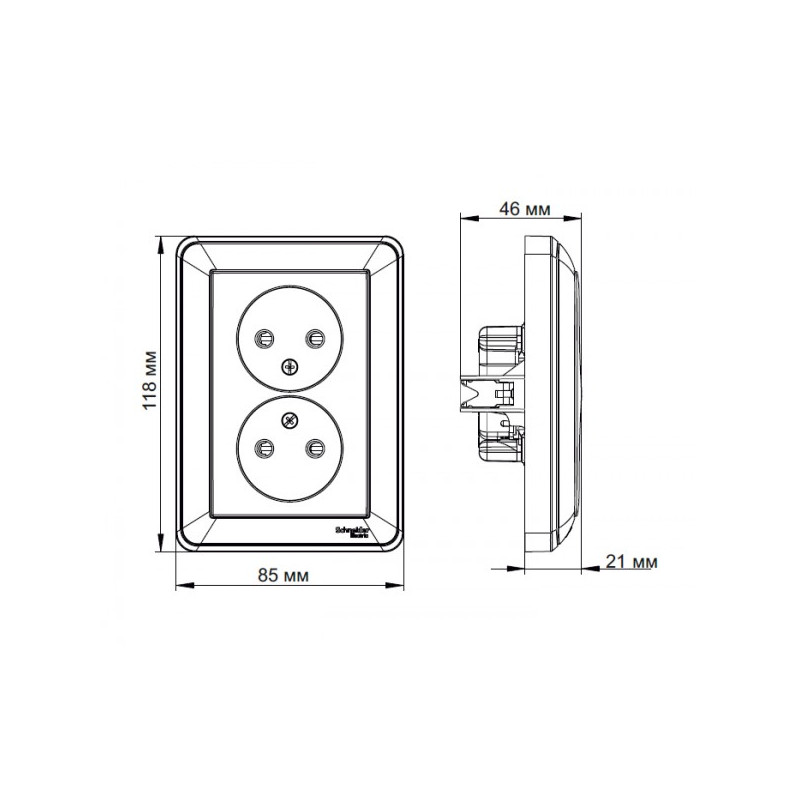 Розетка Schneider Electric W59 RS16-254-78 сосна схема