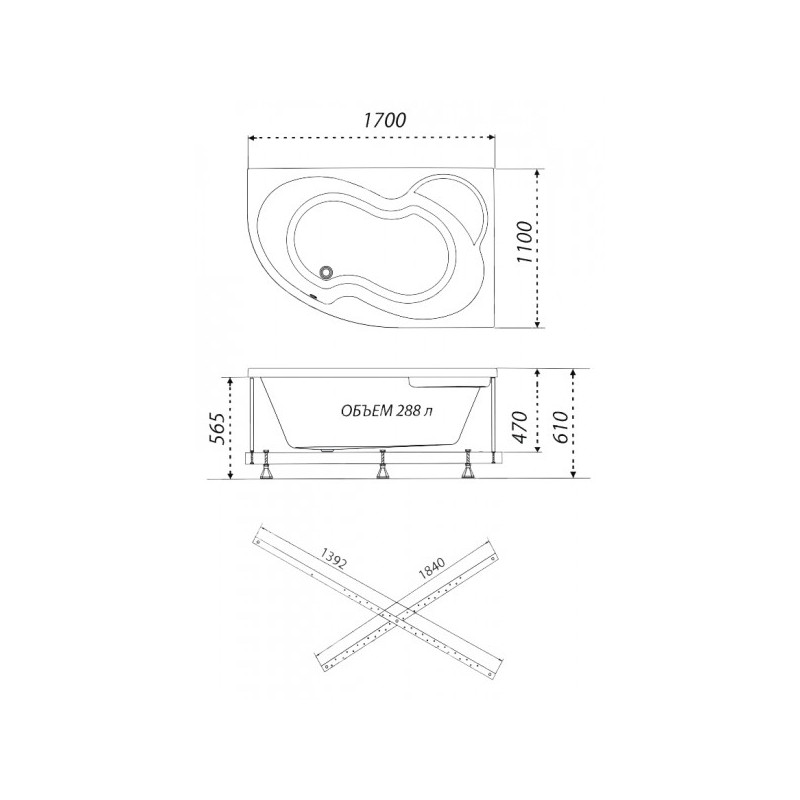 Ванна акриловая Triton Мари Люкс 170x110 L параметры