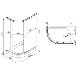 Душевой уголок Triton Коралл А1 120х80 R  параметры