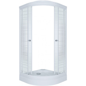 Душевой уголок Triton Стандарт А1 100х100 (полосы) с раскрытыми дверцами