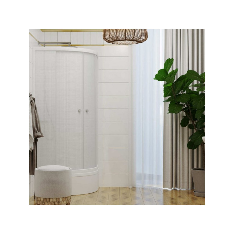Душевой уголок Triton Стандарт В1 100х100 (белый лён) вид сбоку