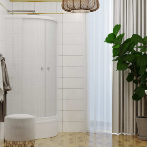 Душевой уголок Triton Стандарт В1 90х90 (белый лён) вид сбоку