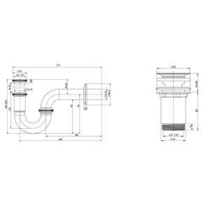 Сифон Wellsee Drainage System 182102004 (с выпуском для раковины) схема