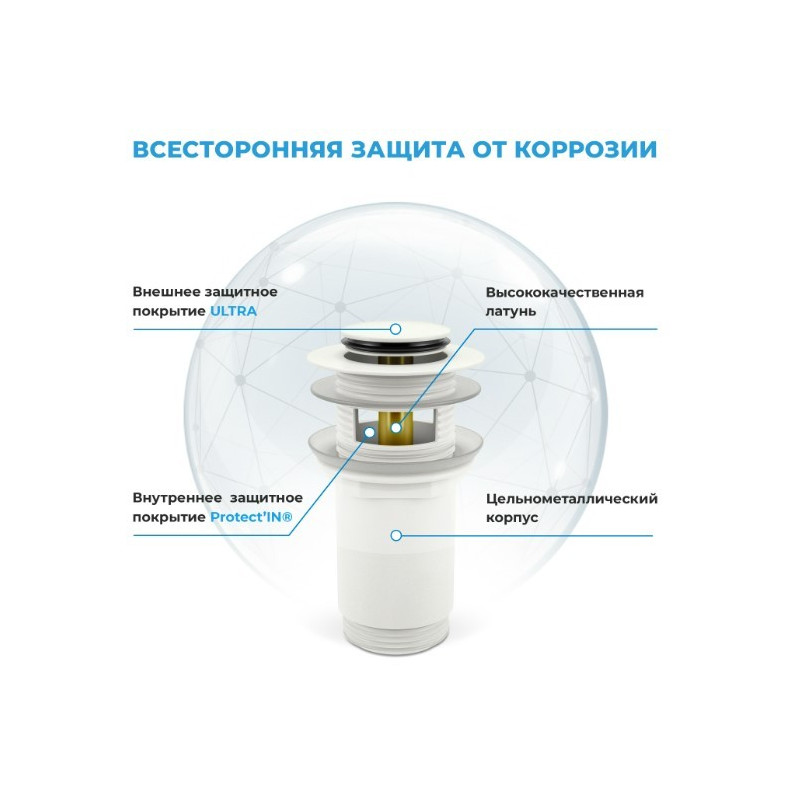 Сифон Wellsee Drainage System 182108002 (с донным клапаном) материал клапана