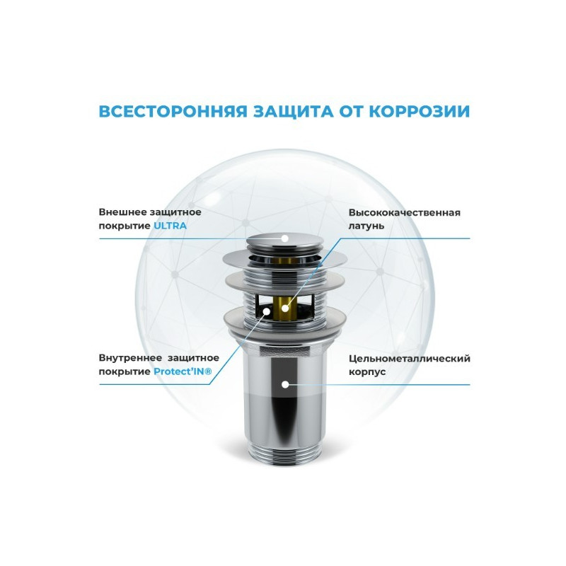 Сифон Wellsee Drainage System 182119001 (с донным клапаном) материал клапана