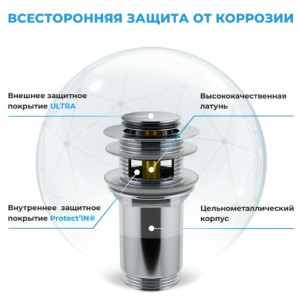 Сифон Wellsee Drainage System 182119001 (с донным клапаном) материал клапана