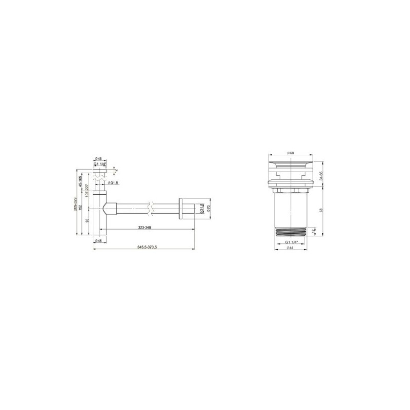 Сифон Wellsee Drainage System 182119004 (с выпуском для раковины) схема