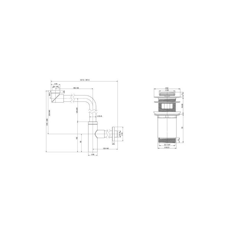 Сифон Wellsee Drainage System 182126001 (с донным клапаном) схема