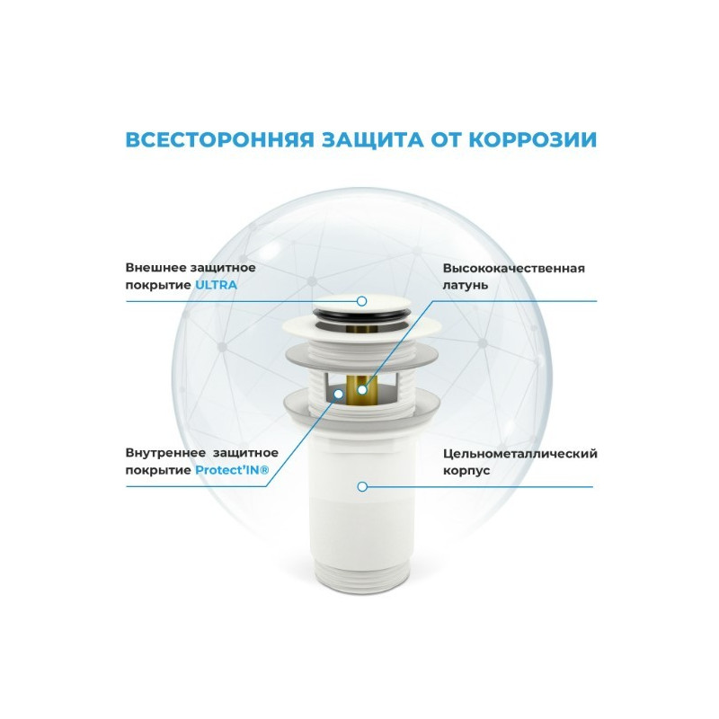 Сифон Wellsee Drainage System 182128002 (с донным клапаном) материал клапана