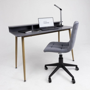 Стол письменный AksHome Jasper серый/бук в интерьере