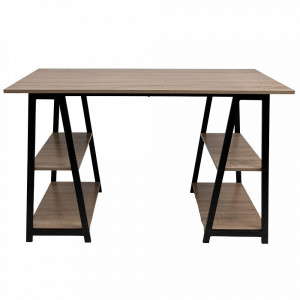 Стол письменный AksHome Topaz светлый дуб/черный вид спереди