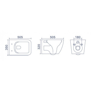 Унитаз подвесной Uptrend Gravis Rimless TR2216 (c пневмокрышкой) схема