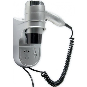 Фен настенный Ksitex F-1400 SS (с розеткой для бритвы)