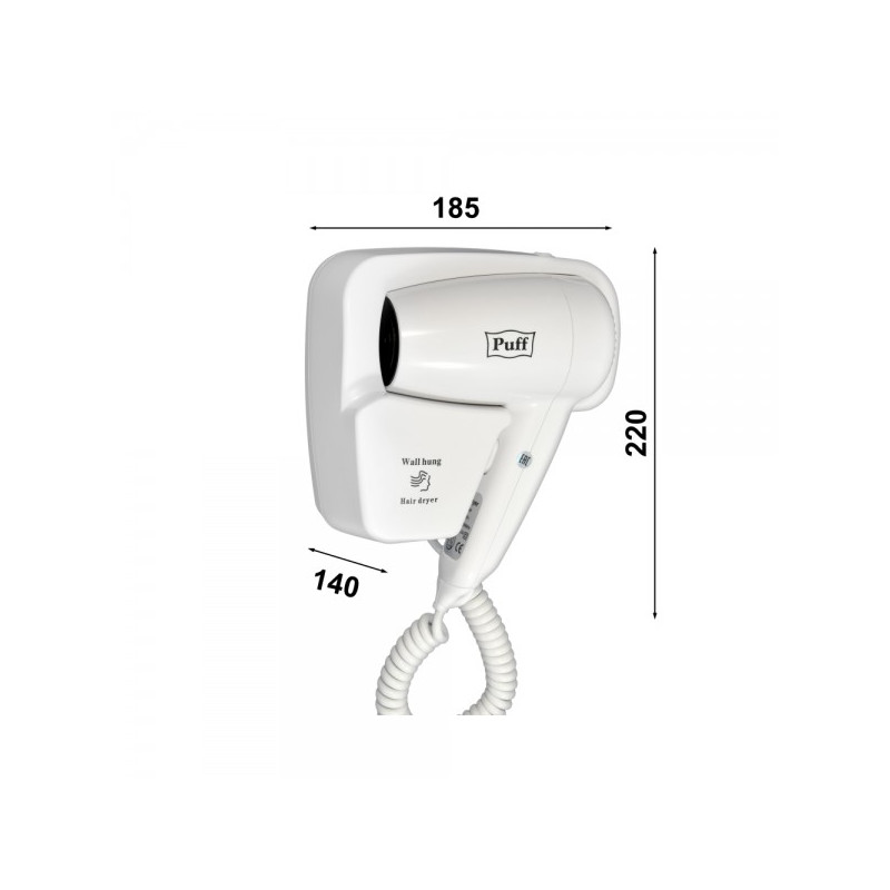 Фен настенный Puff 1200 размеры