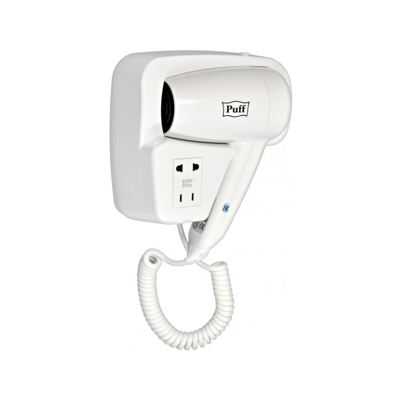 Фен настенный Puff 1200B (с розеткой для бритвы)