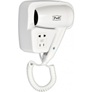 Фен настенный Puff 1200B (с розеткой для бритвы)