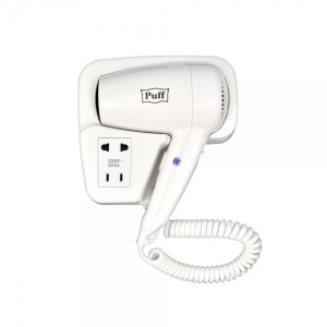 Фен настенный Puff 1200B (с розеткой для бритвы) вид сбоку