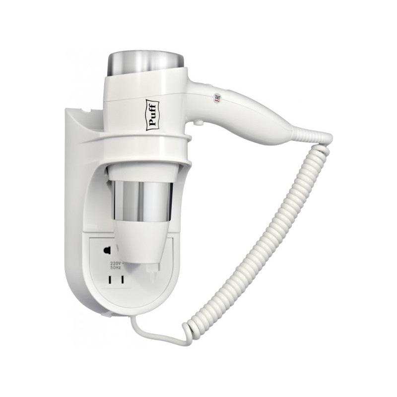 Фен настенный Puff 1600B (с розеткой для бритвы)