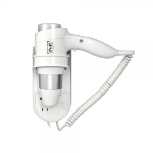 Фен настенный Puff 1600B (с розеткой для бритвы) вид сбоку