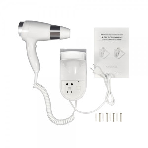 Фен настенный Puff 1600B (с розеткой для бритвы) комплектация