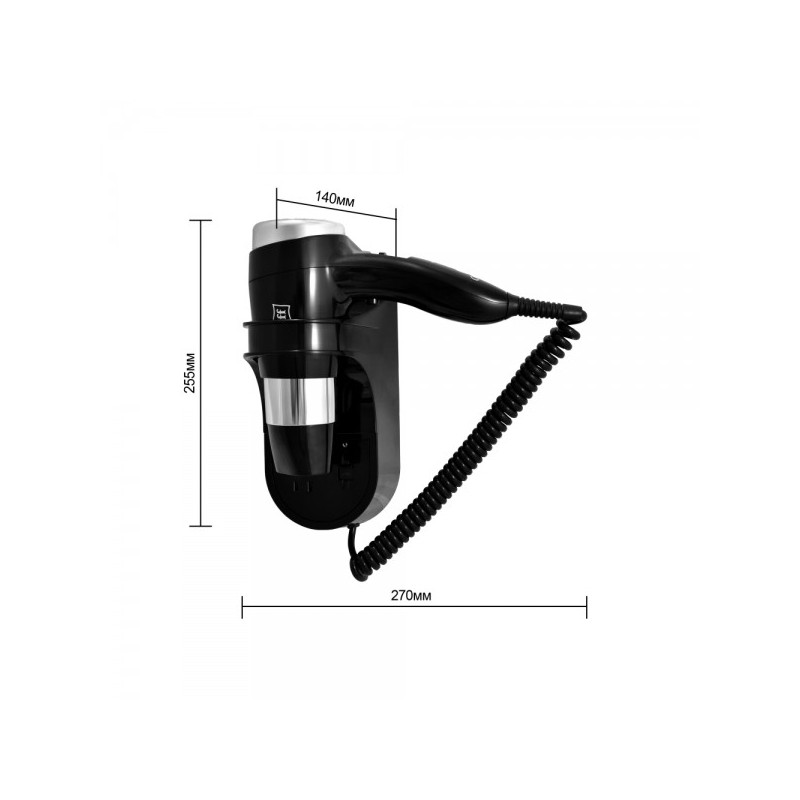 Фен настенный Puff 1600 BLB (с розеткой для бритвы) размеры