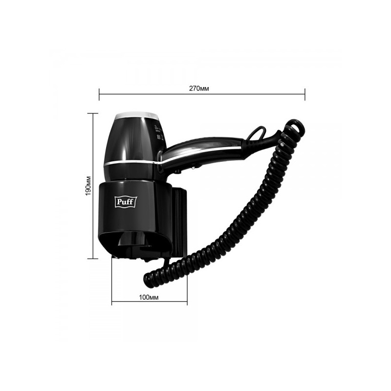 Фен настенный Puff 1800Bl размеры