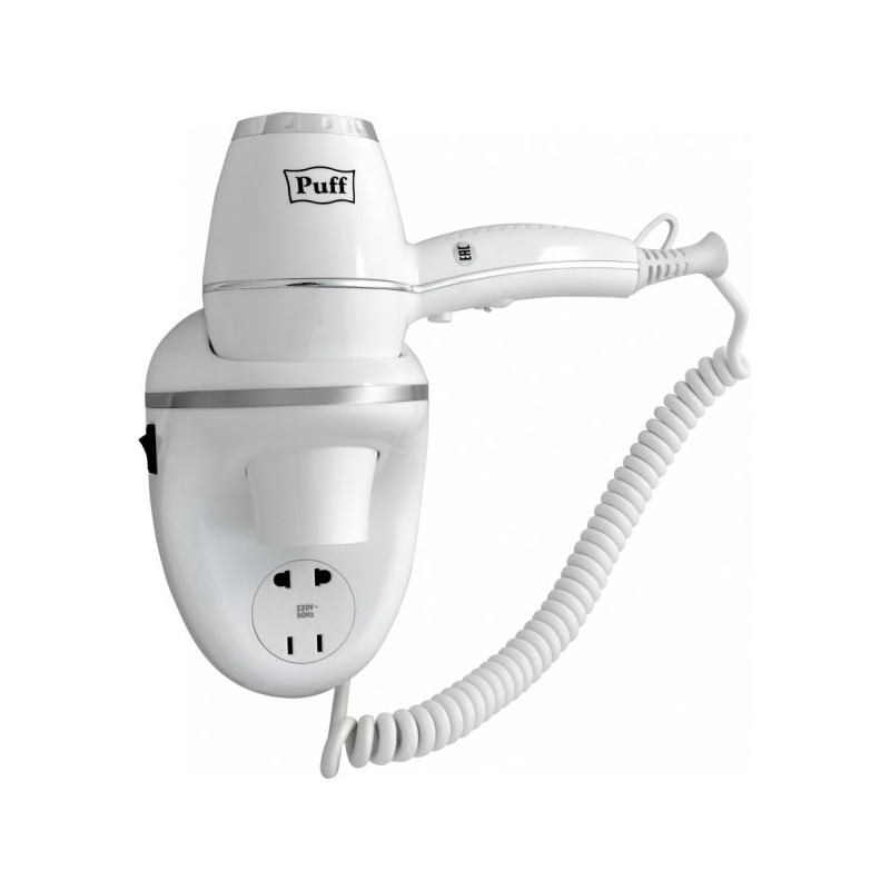 Фен настенный Puff 1800B (с розеткой для бритвы)