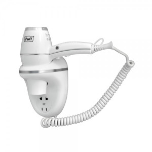 Фен настенный Puff 1800B (с розеткой для бритвы) вид сбоку