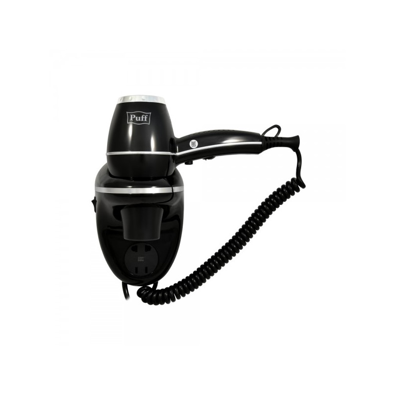 Фен настенный Puff 1800BLB (с розеткой для бритвы) вид сбоку